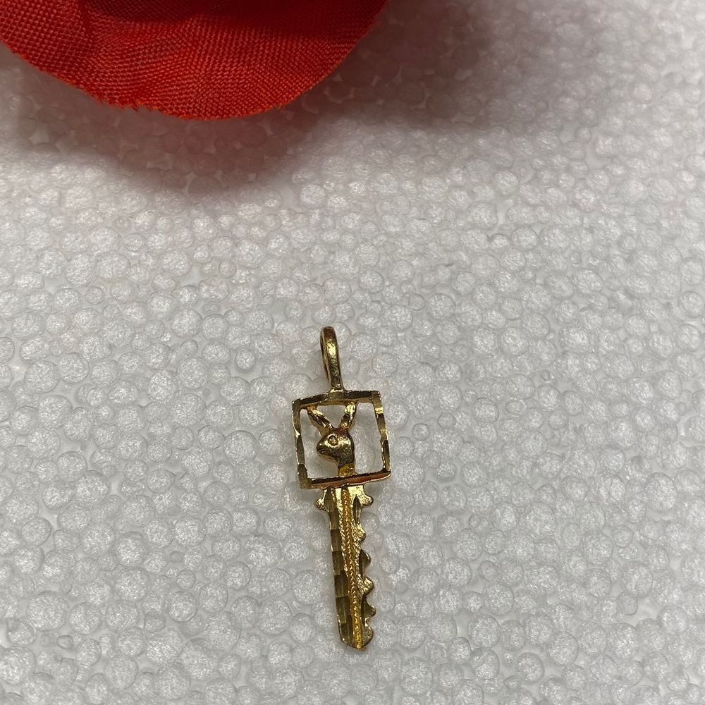 Gold Pendant 14K playboy bunny key shaped